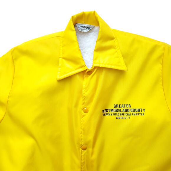 Vintage PIAA Official Yellow Nylon Jacket Shearling Lined Football P.I.A.A. Sz L - Picture 2 of 12
